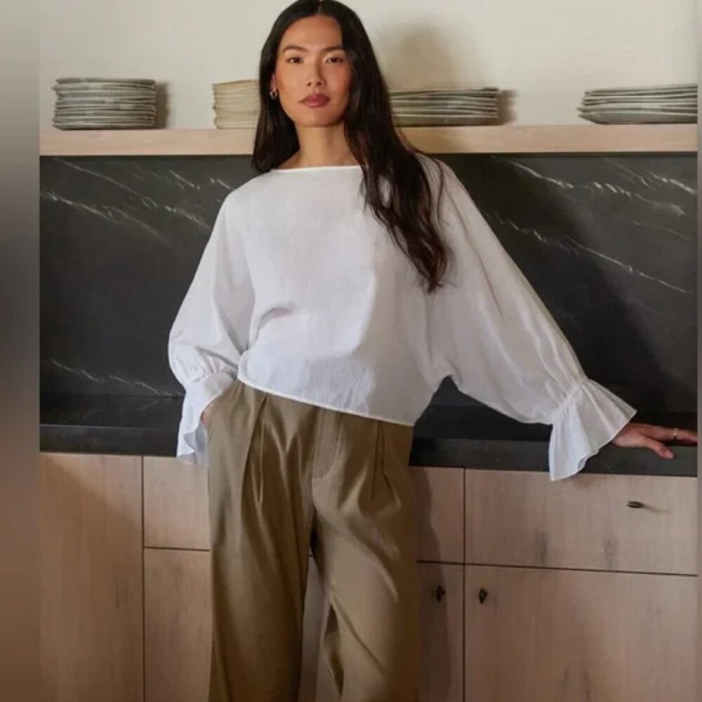 Jenni Kayne Cape Blouse, Ivory, Size Small, New With Defects